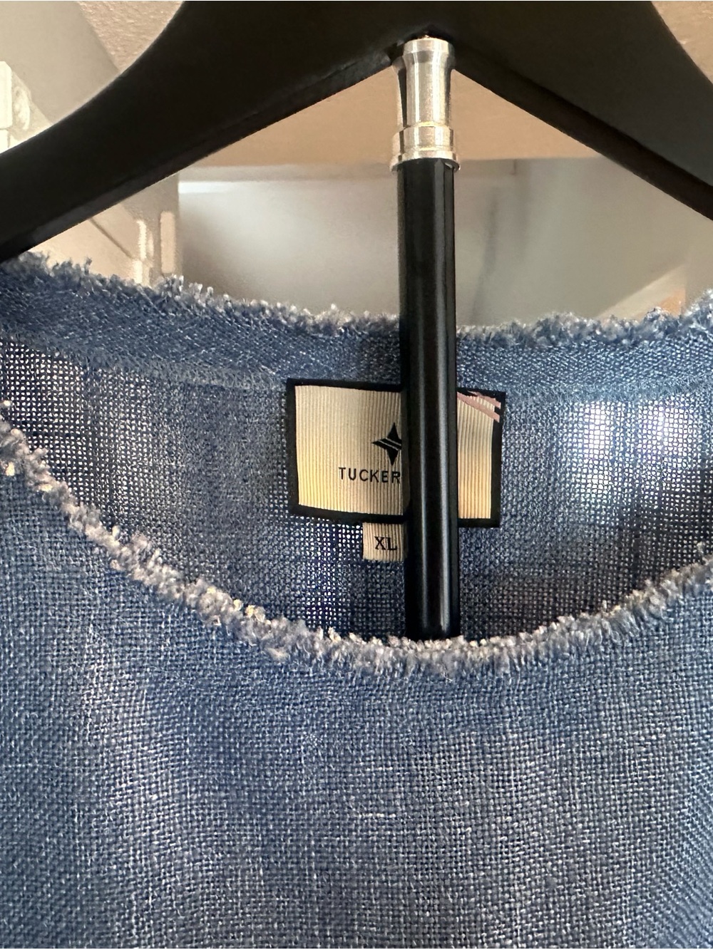 Tuckernuck Blue Linen Blend Raw Hem Tunic Dress. Womens size XL - Picture 9 of 12